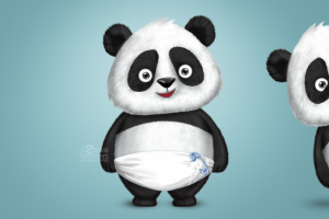 Персонаж Панда в подгузниках