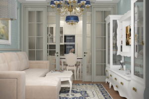 гостиная в неоклассике ЖК "GreenPark"