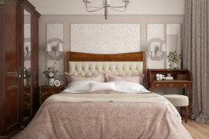 спальня в неоклассике ЖК "GreenPark"