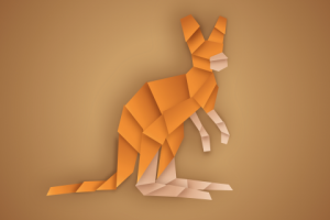 Кенгуру в векторе, стиль "Оригами"