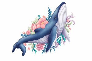 Кит в цветах