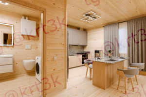 Интерьер кухни и ванной частного дома