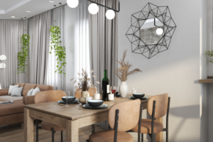 кухня гостиная со столовой в двухэтажном доме