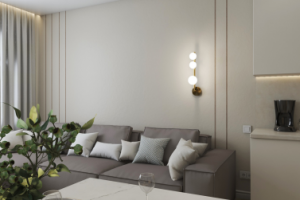 Кухня гостиная, минималистичный дизайн