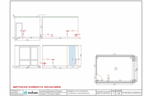 Развертки стен помещений и схемы мебели