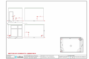 Развертки стен помещений и схемы мебели