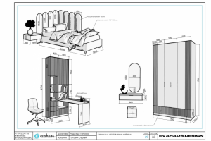 Развертки стен помещений и схемы мебели