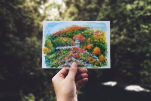 Акварельная иллюстрация для открытки "Эолова арфа. Пятигорск"