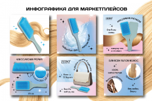 Дизайн инфографики на маркетплейсы для силиконовых расчесок