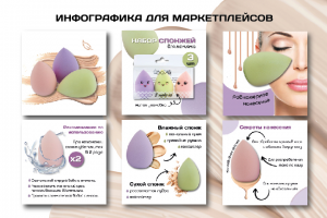 Дизайн инфографики спонжей для маркетплейсов