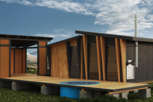 Благоустроенная территория бани с беседкой, дневной вариант