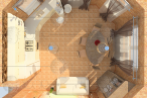 Визуализация кухни-столовой (вид сверху)