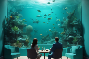 Попросили сделать картинку беседы двух людей в бирюзовом стиле.