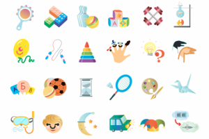 Серия иконок в детском стиле (Открой, чтобы посмотреть процесс)