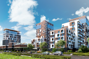 Визуализация многофункционального здания с офисами и жильем