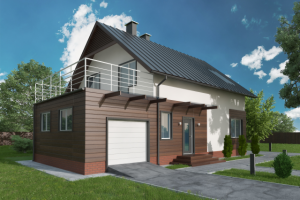 Проект дома из сип-панелей, визуализация.