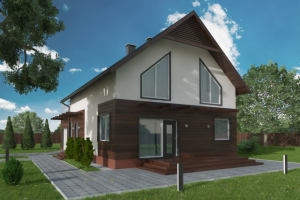 Проект дома из сип-панелей, визуализация.