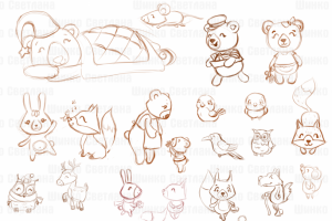 Эскизы персонажей для книги.