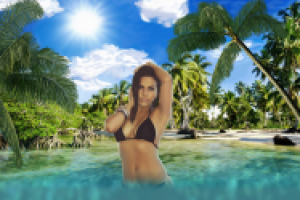 Девушка на пляже, рисунок на планшете.