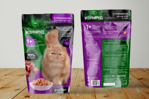 Упаковка жидкого корма для кошек Изумруд