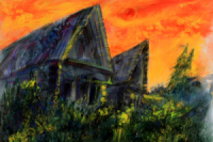 На закате (пастель)