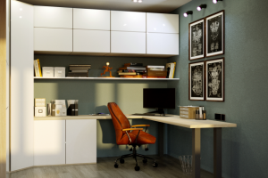 Дизайн и визуализация. Рабочее место и место для хранения в нише