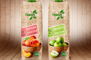 Дизайн упаковки соков «Freshet»