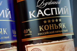 Дизайн этикетки коньяка "Буйный Каспий"