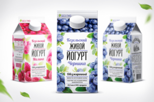 Дизайн упаковки живого обезжиренного йогурта «Козельский»