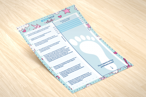 Листовка "размерный след" для девочек