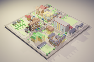 3d low-poly street model