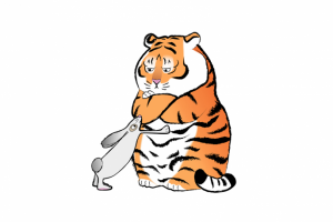 Иллюстрация тигра и зайца