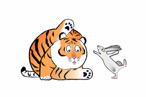 Иллюстрация тигра и зайца