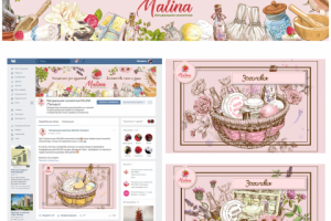 Дизайн оформления страницы в ВК для натуральной косметики Малина