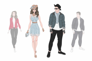 иллюстрации Fsshion с образами мужчины и женщины