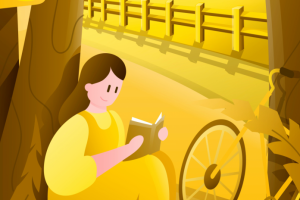 иллюстрация в стиле flat (девушка с книгой)