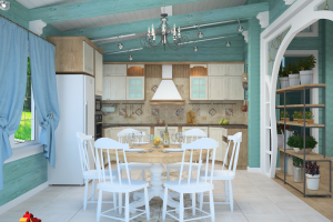 Дизайн кухни в доме из бруса стиль прованс