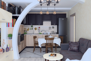 Кухня-гостиная неоклассика