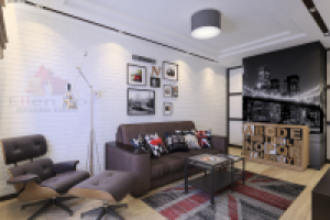 Дизайн гостиной Бостонский Лофт кадр 1