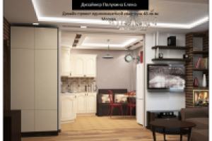 Дизайн однокомнатной 42кв.м. в стиле неоклассицизм с элементами