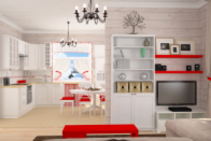 Дизайн кухни в доме из бруса