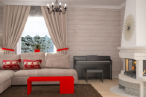 Дизайн гостиной в доме из бруса 2