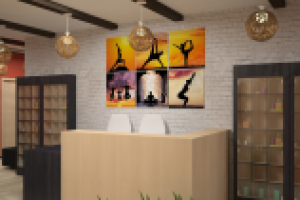 Дизайн студии иоги в мексиканском стиле, зона ресепшен.