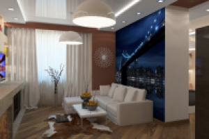 Дизайн гостиной в современном стиле вид 2