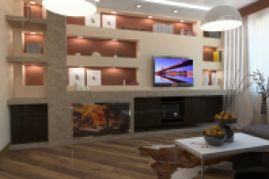 Дизайн гостиной в современном стиле вид 1