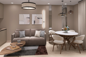 Дизайн и 3D-визуализация кухни-гостиной