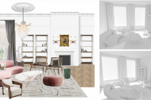 Коллажный проект гостиной в частном доме