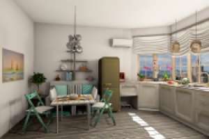 Дизайн-проект кухни 13 м2 в морском стиле