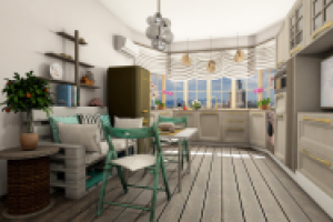 Дизайн-проект кухни 13 м2 в морском стиле