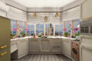 Дизайн-проект кухни 13 м2 в морском стиле